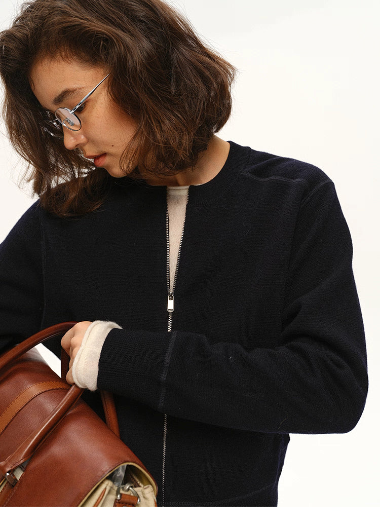 WoolAir Zip Knit Jacket — Soft Structure, Everyday Layer