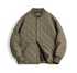 Army green men’s quilted bomber jacket front view