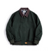Dark green Santafe workwear canvas jacket front view with corduroy collar.