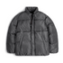 Dual-Tone Down Jacket in grey shown flat with stand collar and matte texture finish