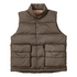 Heritage Down Vest in Mud Brown front flat lay with snap buttons and pockets
