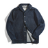 Flat lay of Heritage Shawl-Collar Denim Jacket in indigo blue