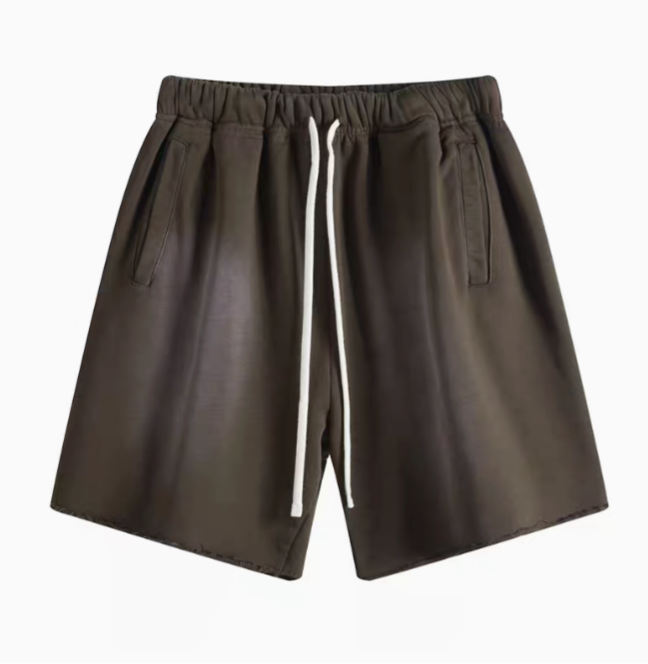 Casual gradient oversized shorts in coffee gray front view