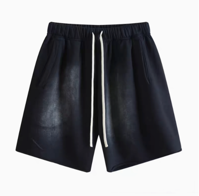 Casual gradient oversized shorts in black front view