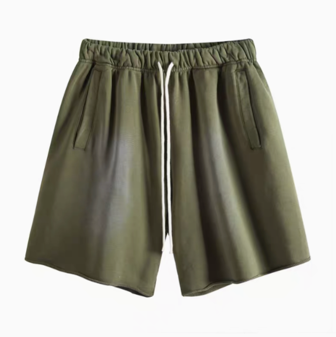 Casual gradient oversized shorts in army green front view