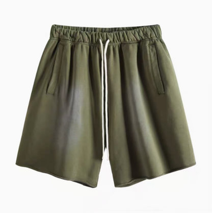 Casual gradient oversized shorts in army green front view