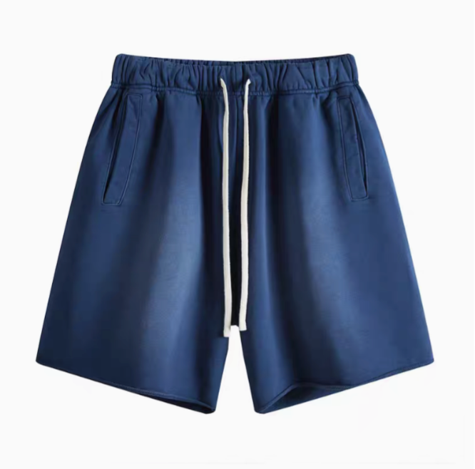 Casual gradient oversized shorts in royal blue front view