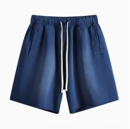 Casual gradient oversized shorts in royal blue front view