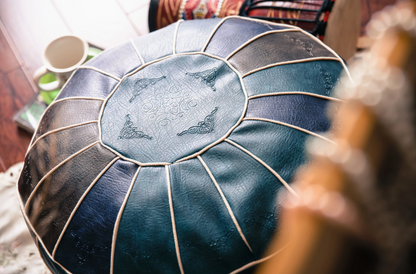 Moroccan Handmade Faux Leather Pouf Cushion