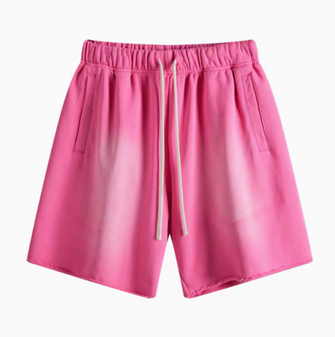 Casual gradient oversized shorts in rose red front view