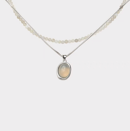 Ethereal Elegance Gray Agate Necklace &amp; Choker Set