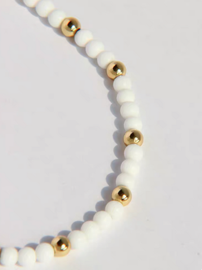 Modern White Shell Bead Necklace