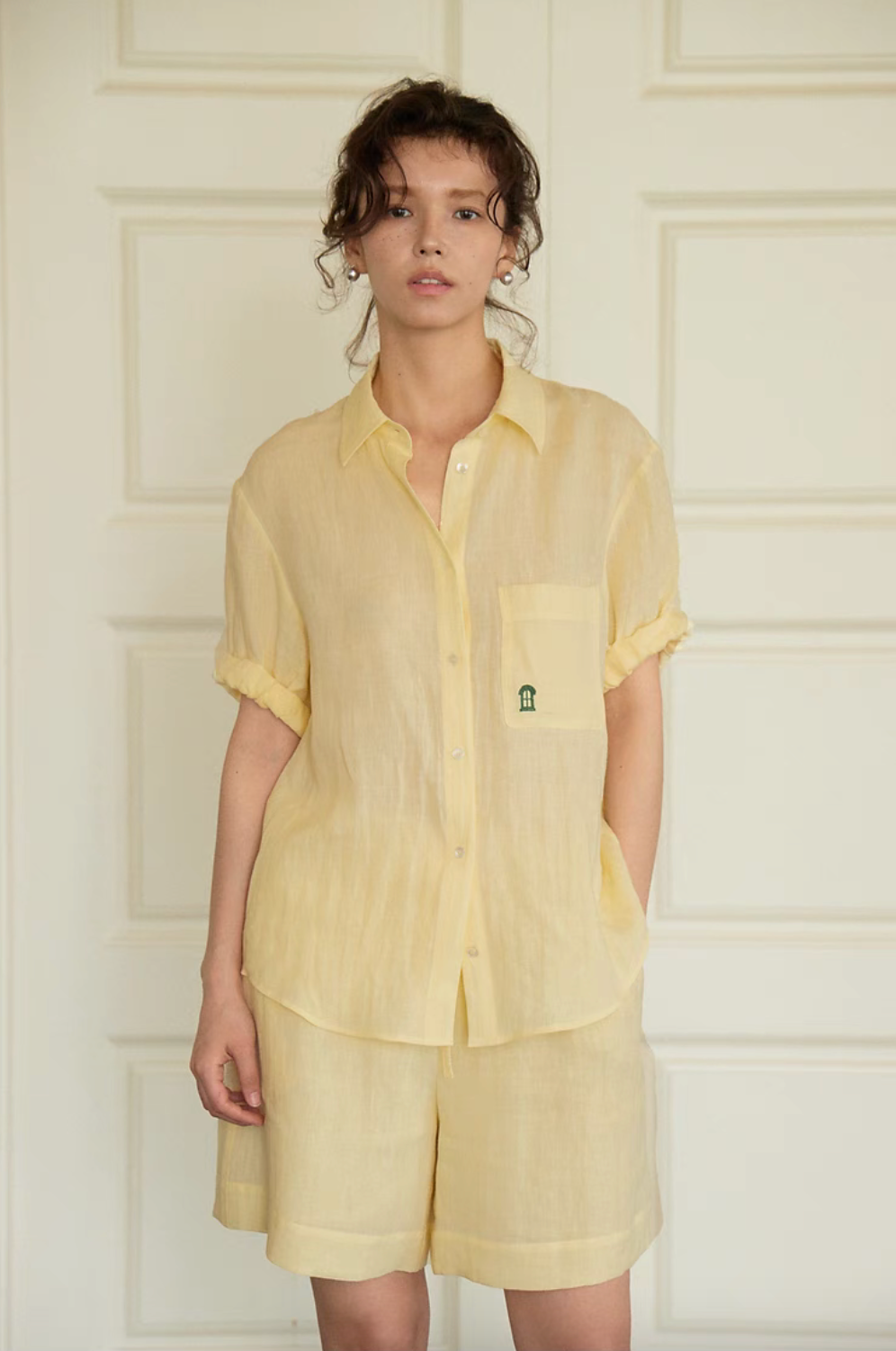 Linen Roll-Up Sleeve Shirt &amp; Short Set