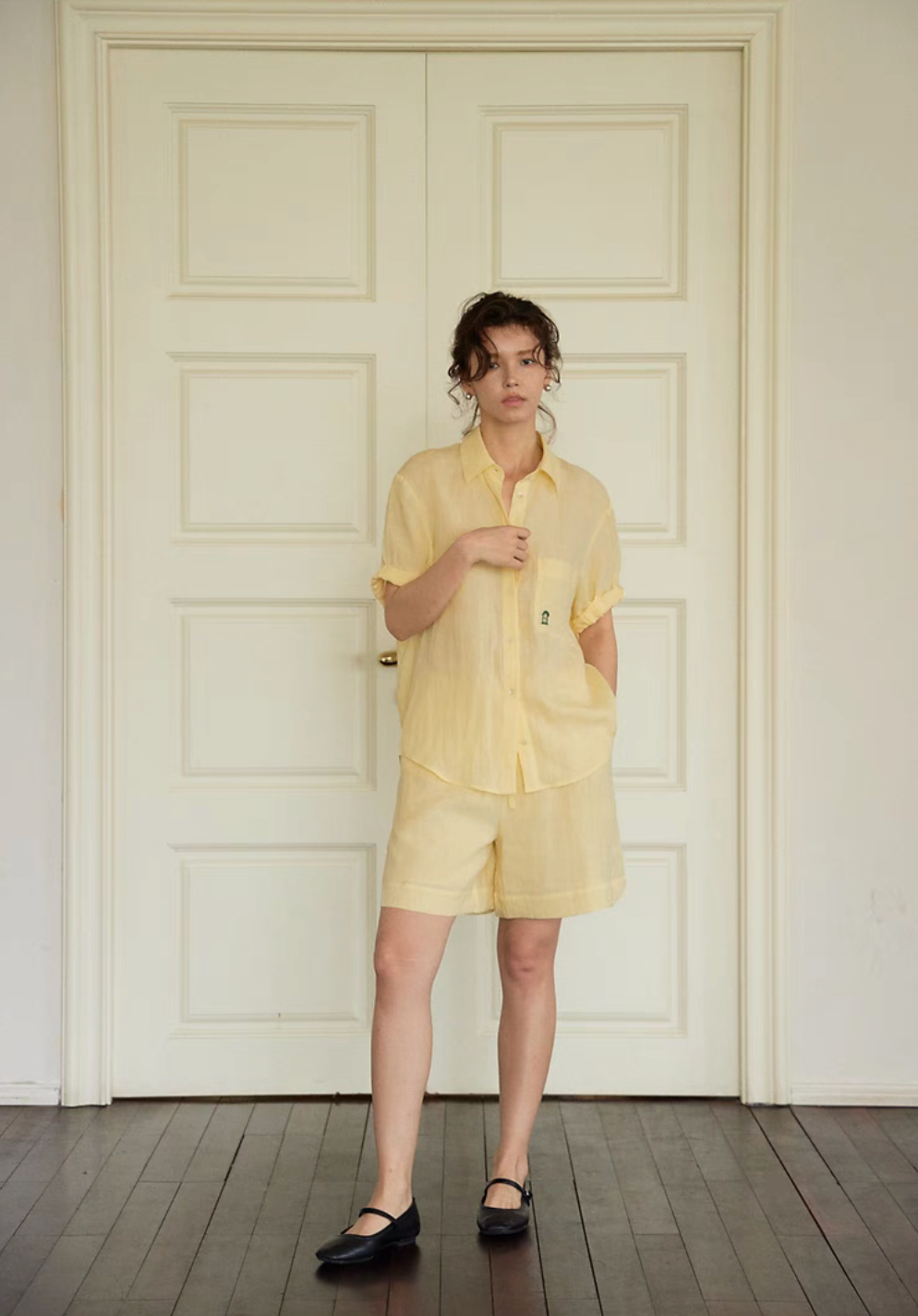 Linen Roll-Up Sleeve Shirt &amp; Short Set