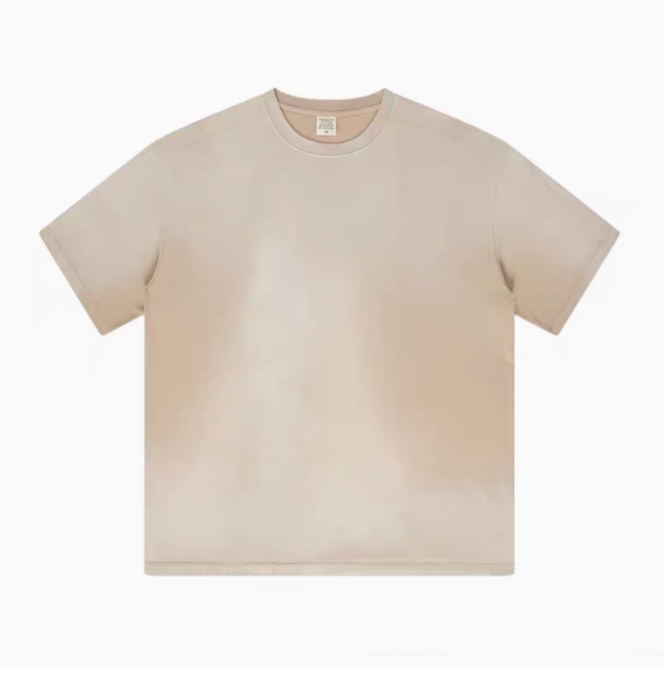 Casual gradient oversized t-shirt in khaki front view