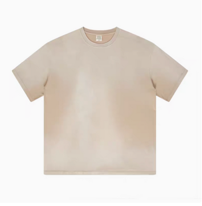 Casual gradient oversized t-shirt in khaki front view