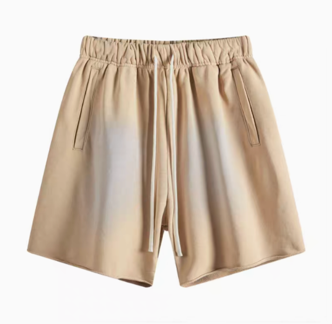 Casual gradient oversized shorts in khaki front view