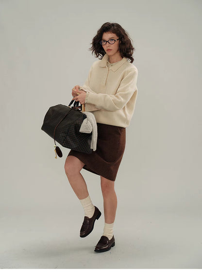 Chic Cropped Wool Polo Sweater