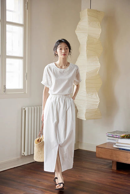 Coastal Breeze Cotton Top &amp; Skirt Set