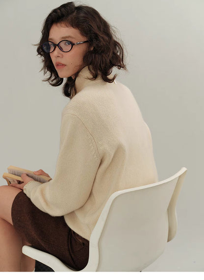 Chic Cropped Wool Polo Sweater