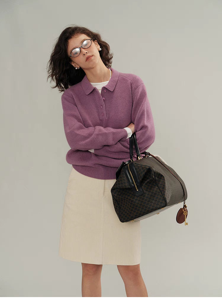 Chic Cropped Wool Polo Sweater