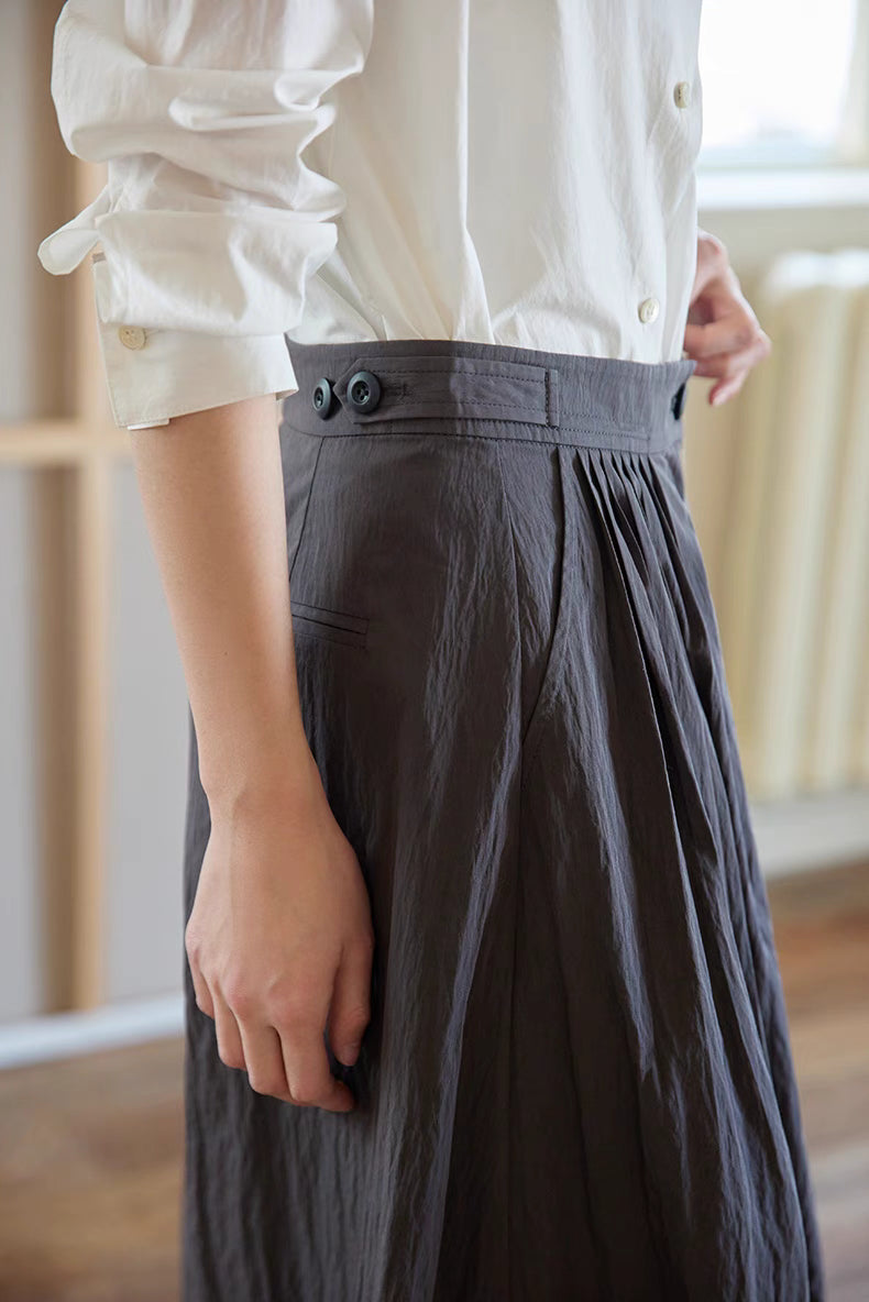 Classic-Gray-Pleated-MidiSkirt