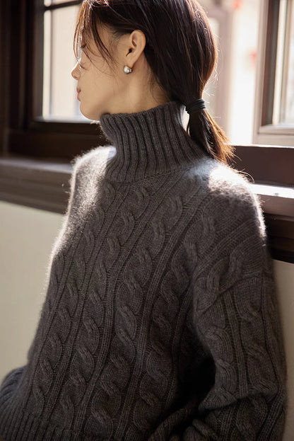 Fjord Cable-Knit Wool Turtleneck Sweater