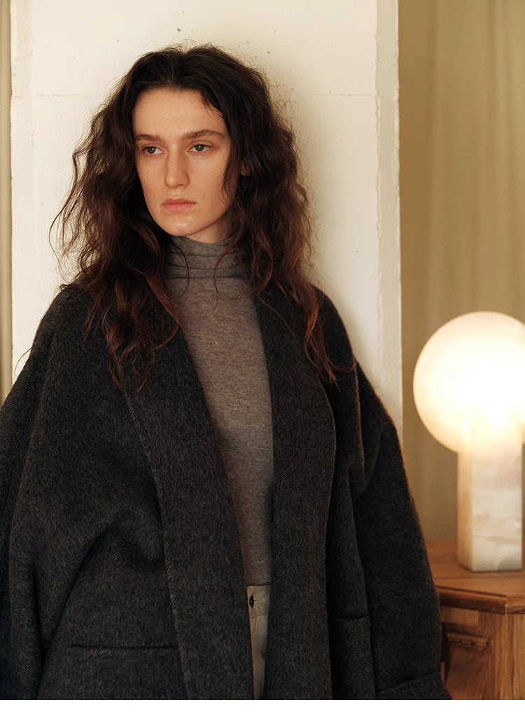 Cozy Charcoal Oversized Wrap Cardigan