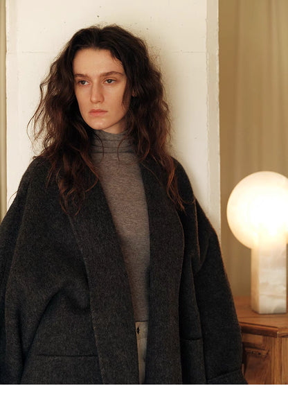 Cozy Charcoal Oversized Wrap Cardigan