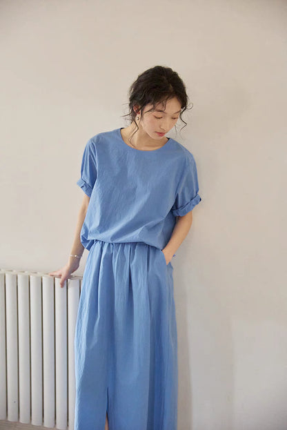 Coastal Breeze Cotton Top &amp; Skirt Set