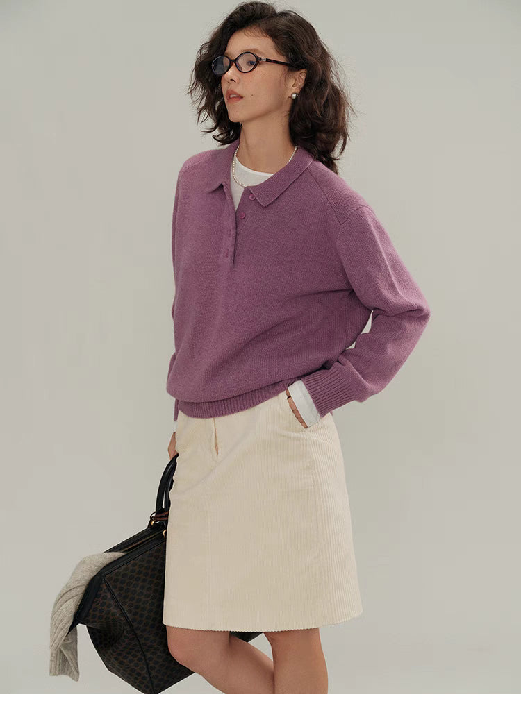 Chic Cropped Wool Polo Sweater