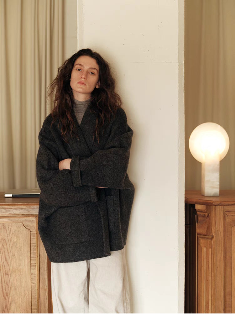 Cozy Charcoal Oversized Wrap Cardigan
