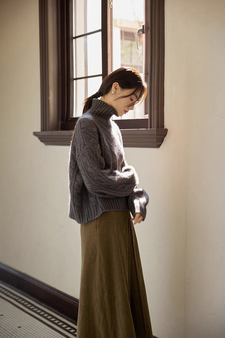 Fjord Cable-Knit Wool Turtleneck Sweater