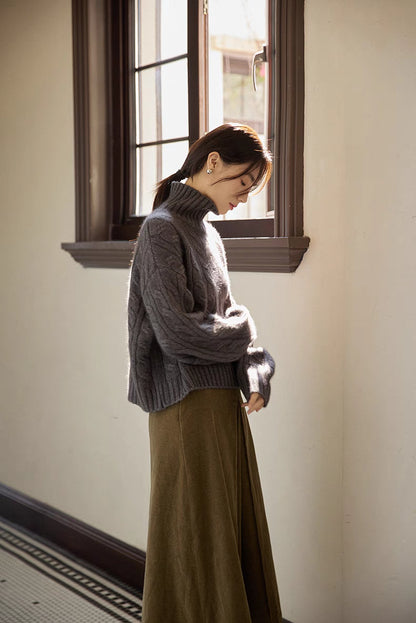 Fjord Cable-Knit Wool Turtleneck Sweater