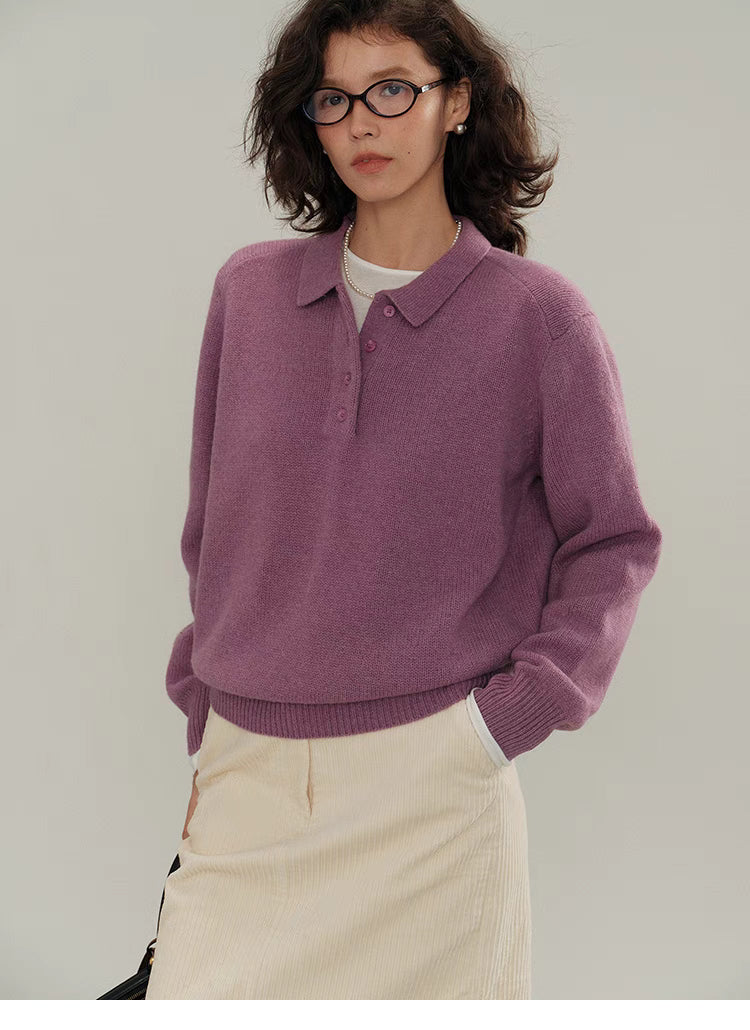 Chic Cropped Wool Polo Sweater