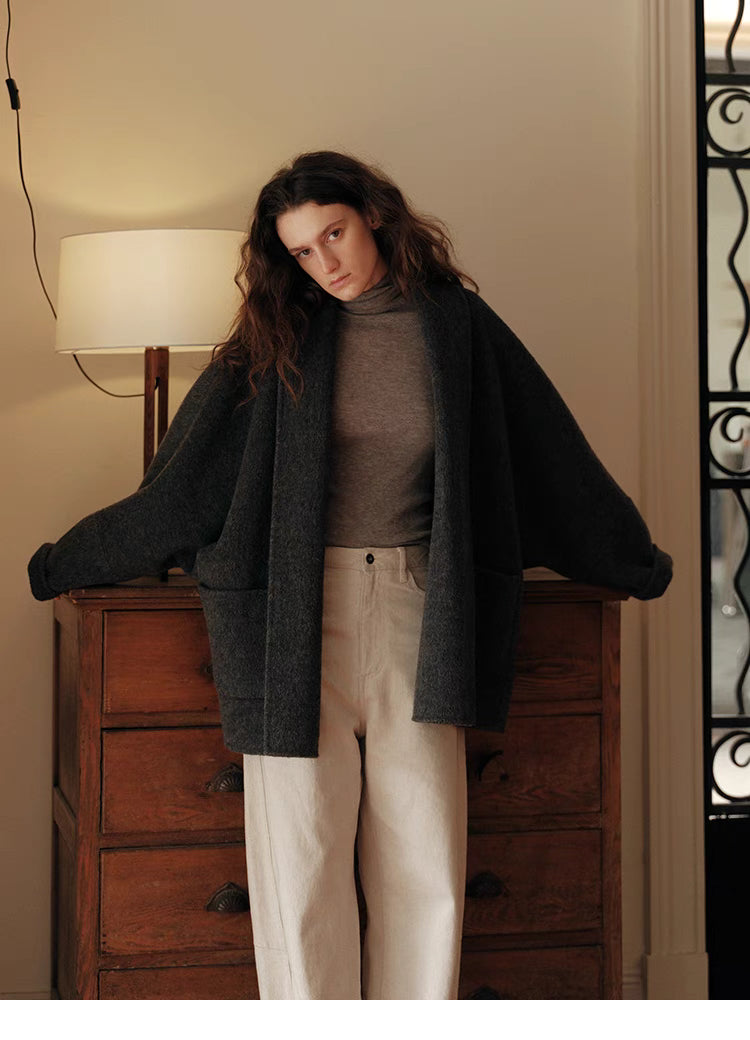 Cozy Charcoal Oversized Wrap Cardigan