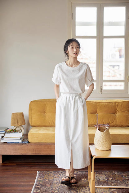 Coastal Breeze Cotton Top &amp; Skirt Set
