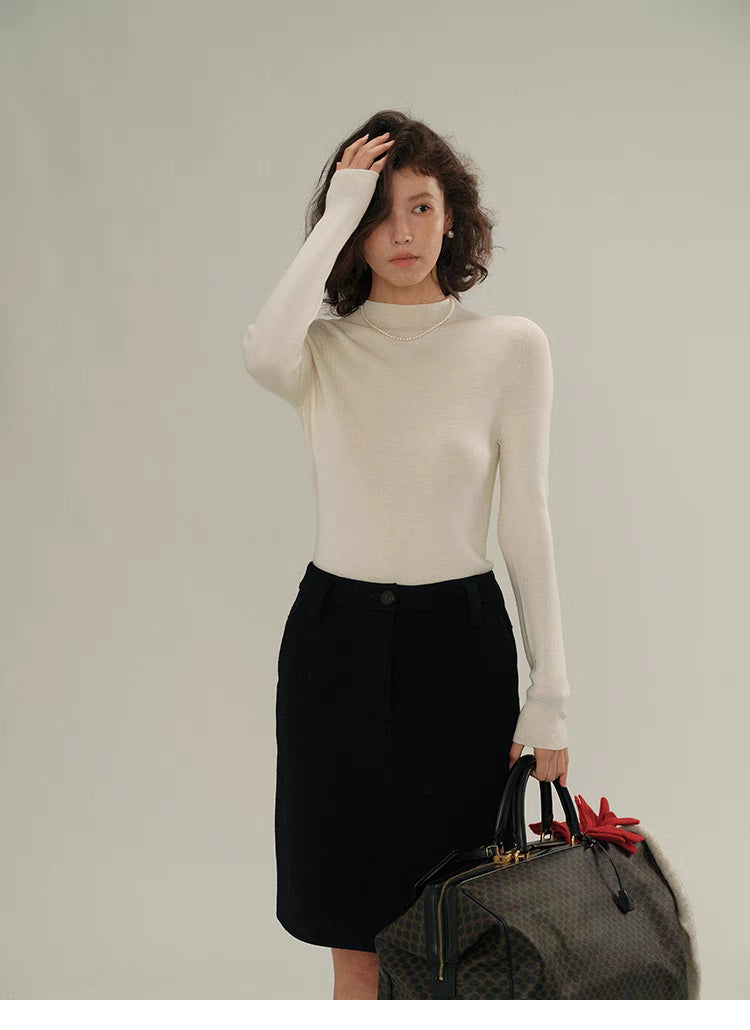 Classic Merino Wool Mock Neck Sweater