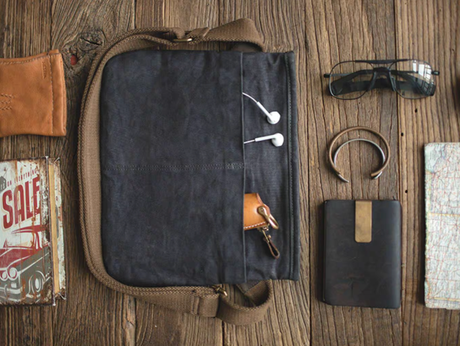 Minimalist Waxed Canvas Crossbody Bag