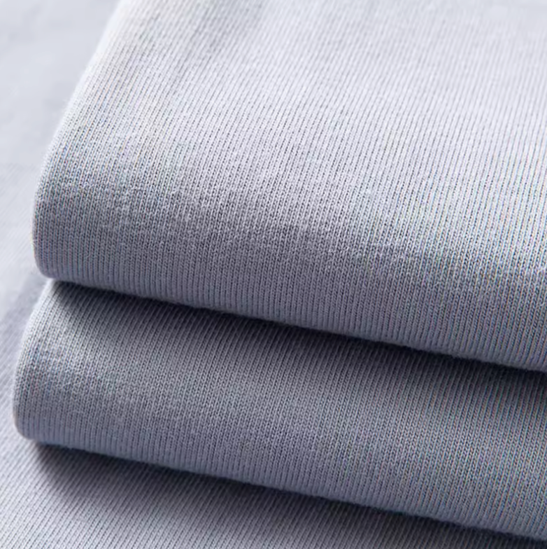 All-Day Comfort Tee Purple Gray cotton fabric texture folded material close-up