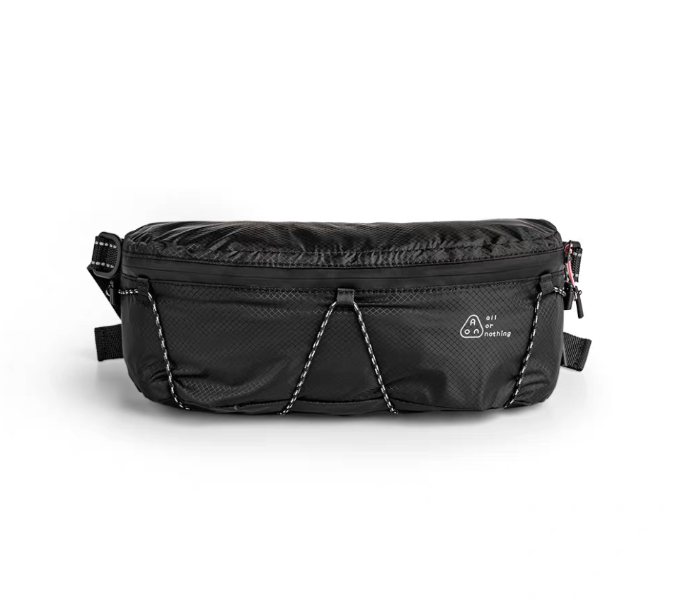 Front view of AON Urban Air Sling in black with reflective rope detail
