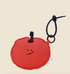 Red apple face zip pouch keychain with soft loop, cute mini bag charm.