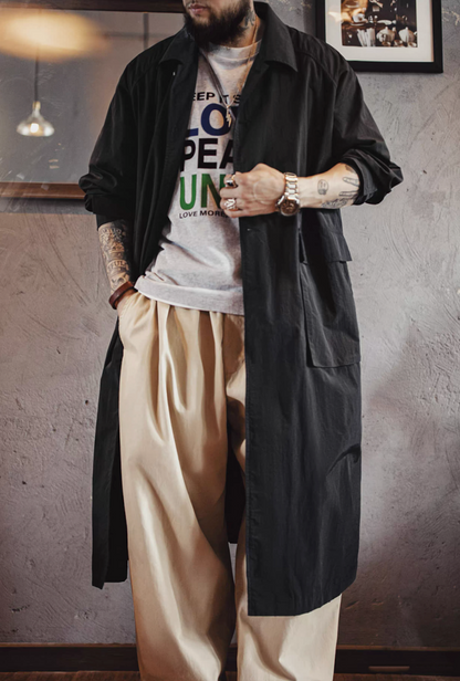 styled outfit with balmacaan overcoat worn open