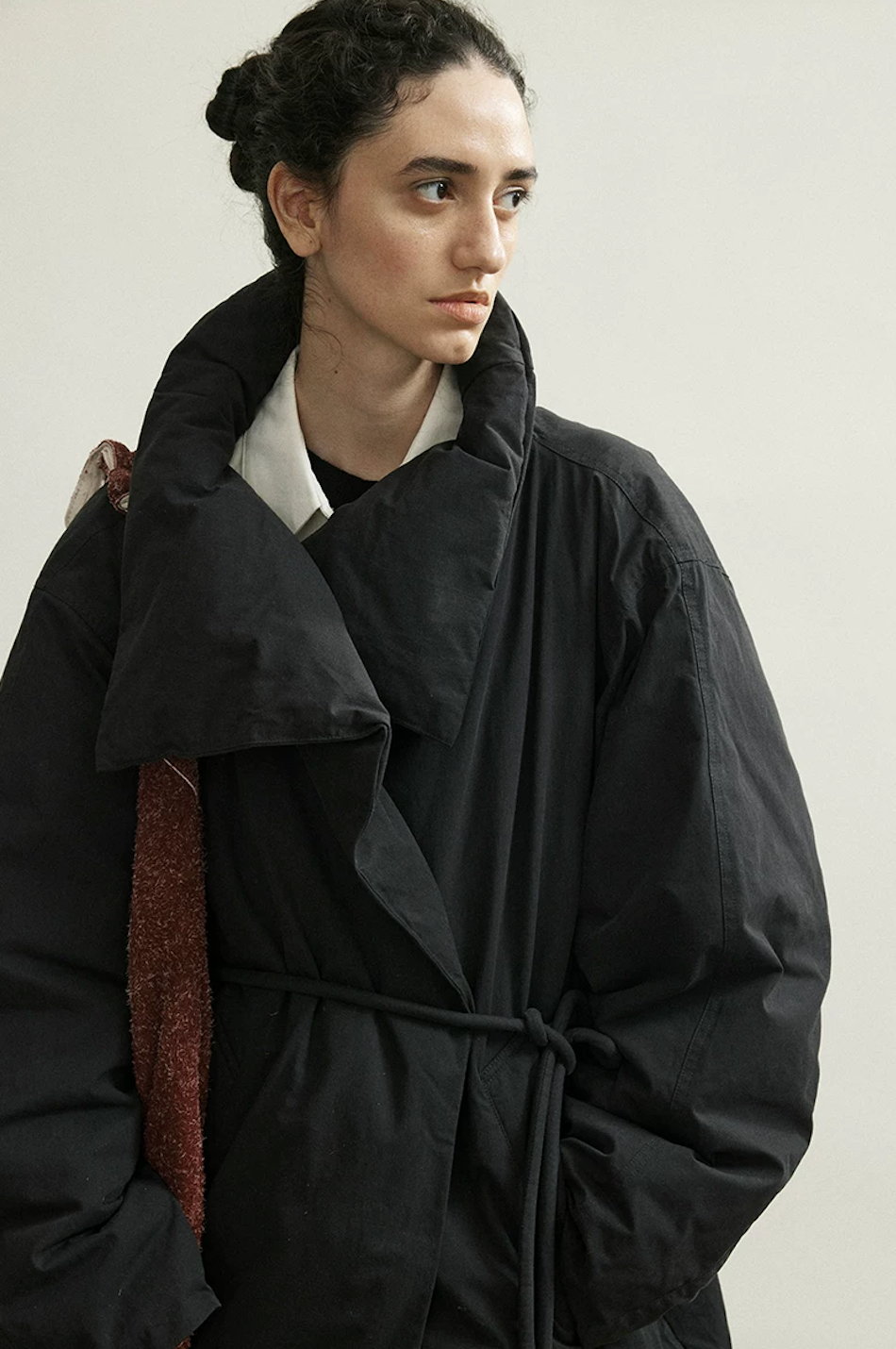 Close-up of a Black down coat&
