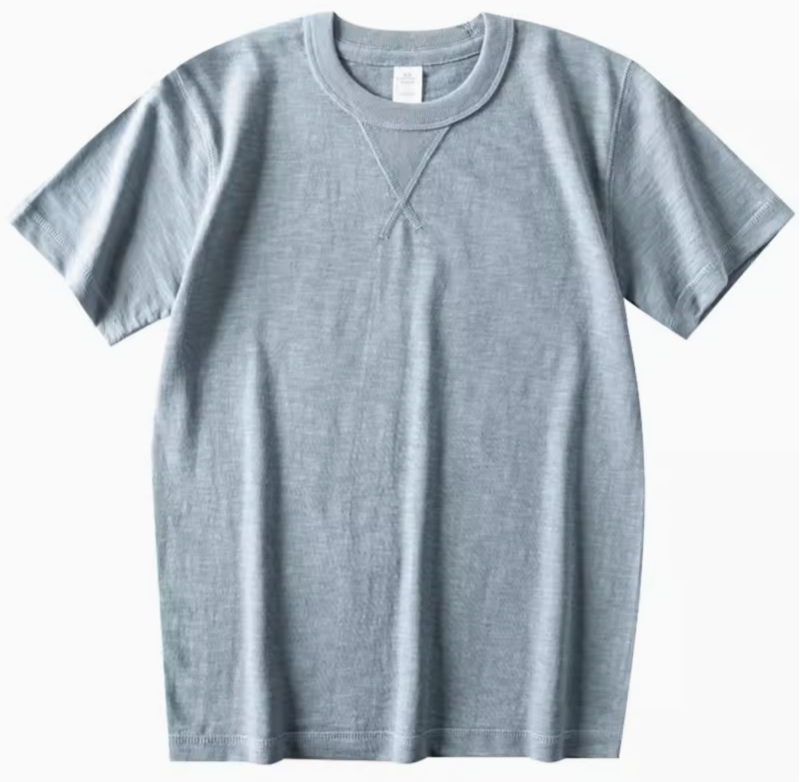 Blue Mist Crew Neck Tee blue color front view short sleeve crewneck cotton t-shirt