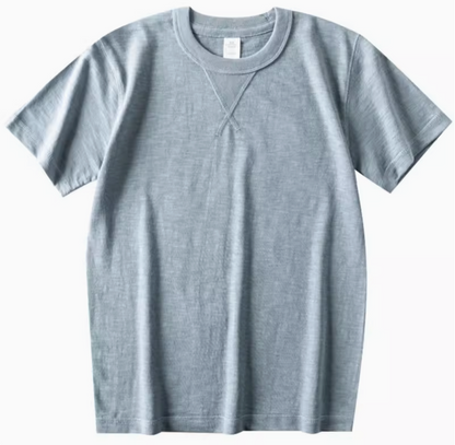 Blue Mist Crew Neck Tee blue color front view short sleeve crewneck cotton t-shirt