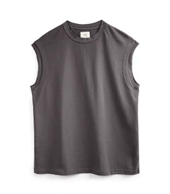 California Chill Tank Meteorite Gray front view showing crewneck design and structured sleeveless silhouette