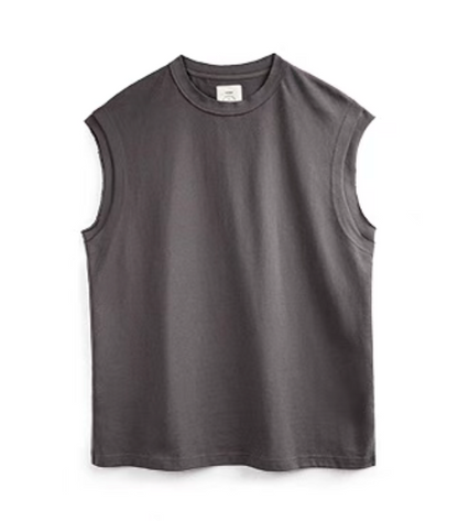 California Chill Tank Meteorite Gray front view showing crewneck design and structured sleeveless silhouette