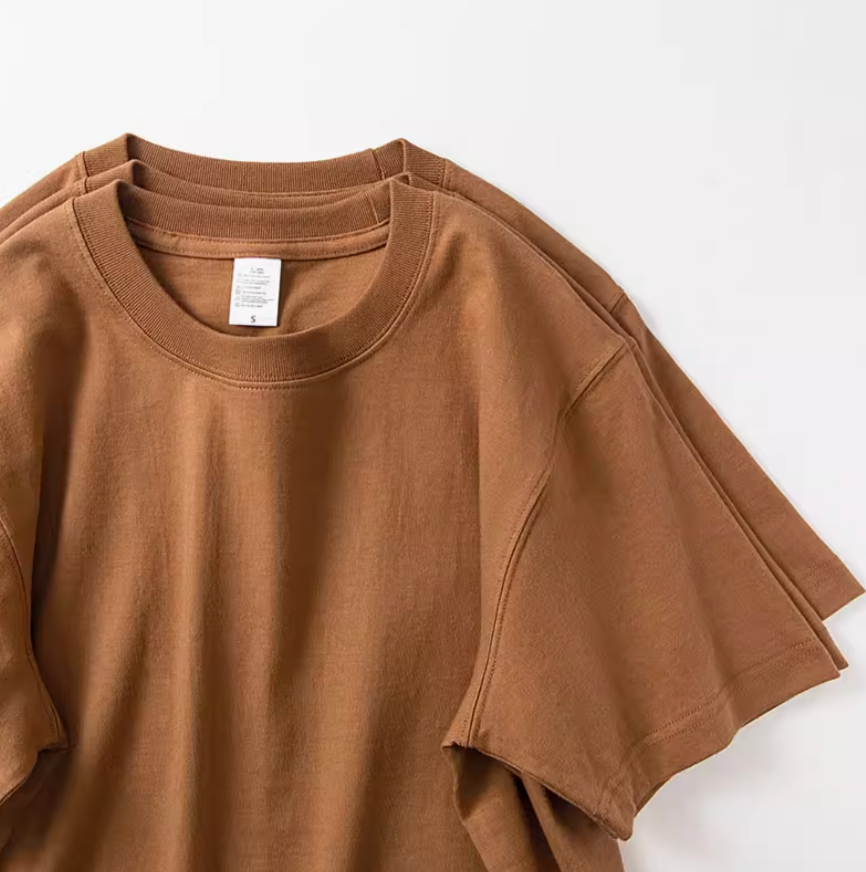 Casual Caramel Tee Dark Caramel crewneck collar detail soft cotton short sleeve T-shirt