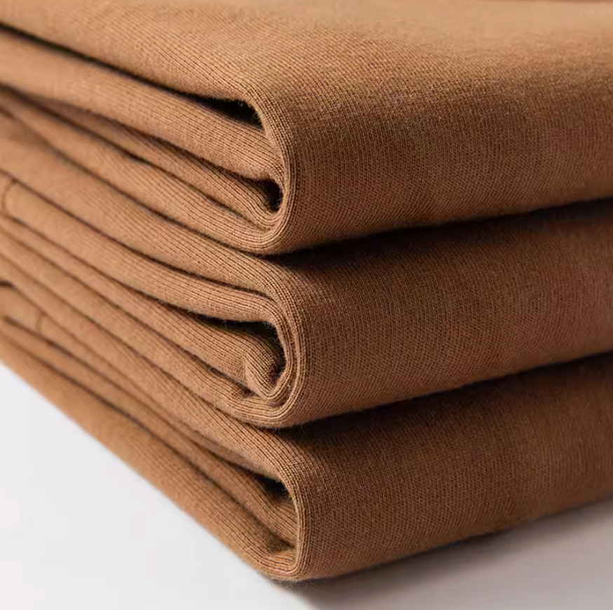 Casual Caramel Tee Dark Caramel folded cotton fabric texture detail close-up